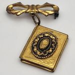 Vintage Gold Tone Locket Brooch Gold Photo 0