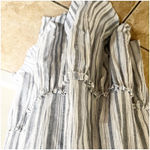 Lulus Vacay Babe Grey White Striped Halter Ruffle Maxi Dress S Bohemian Beach Photo 12