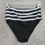 Black White Stripe Bikini High Waisted Bottom Swimwear Medium Photo 1