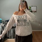 York Maine off the Shoulder Sweatshirt White Photo 2