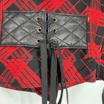 Tracy Reese Women's Scarlet/Black Tartan Plaid Leather Little Moto Jacket Size 6 Photo 11