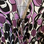 Lily 🖤💜🤍 Geometric Retro Patterned Long Open Topper, Elastic Waist Front Tie Purple Size 2X Photo 4