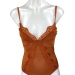 ZARA  Brown Sleeveless Floral Lace Cami Camisole Tank V Neck Bodysuit Top Size S Photo 0