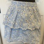 Altar'd State Altar’d State Floral Eyelet Tiered Flowers Mini Skirt - Blue White NWOT Photo 0