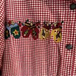 Bobbie Brooks Red Gold Checkered Plaid Mitten Holiday Blouse 18W/20W 2X Velvet C Photo 4