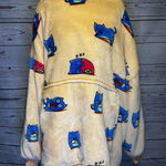 Oodie Cat Print Oversized Hoodie Blanket Peach XXL for Age 14+ Blue Photo 0