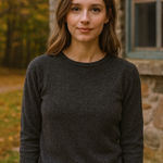 Evelyn Grace 100% Cashmere Crewneck Sweater Medium Gray Photo 0