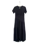 Frame Asymmetric Tiered Midi Dress Gathered Organic Cotton Knit Blue Size S Chic Photo 2