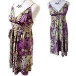 Donna Morgan Y2K VINTAGE 00'S BABY DOLL STYLE  FLORAL PATTERN WRAP SILKY DRESS‎ 8 Photo 3