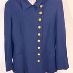 Ralph Lauren Lauren  Women's Navy Wool Blend Blazer Size 8 Preppy Academia Photo 0