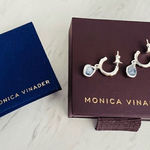 Monica Vinader Sterling Silver Siren Mini Kyanite Nugget Huggie Earrings, NWT Blue Photo 0