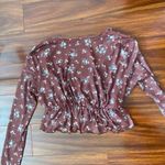 Altar'd State Altar’d State brown Floral Long Sleeve V-neck crop Top size Large NWOT Photo 6