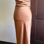 Princess Polly | Copper Satin Cowl Neck High Slit Midi Slip Dress Cowl Neck 0 Photo 0