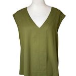 J.Crew NEW  Olive Green V-Neck Sleeveless Blouse Medium | Boxy Relaxed Draped Top Photo 0