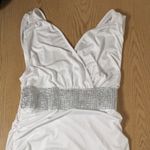 B74 New Womens Rhinestones Ruched Dress White Size Small Photo 1