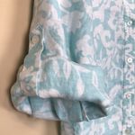 Charter Club  Women’s Linen Floral Print Blue White Button-Up Long Sleeve Shirt Photo 5