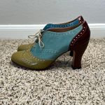 John Fluevog Brogued Lace-up Oxford Heel Blue Green Burgundy 11 Discontinued Photo 8