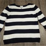 Talbots Navy Blue White Stripe Crewneck Sweater Pullover Size Large Photo 0