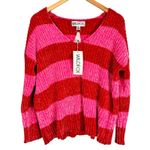 Wildfox Chenille Star Embroidered Oversized Knit Sweater Red Stripe Small NWT Photo 4