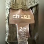 Chico's Tapered Ankle Gauze Pants Olive Rayon Waist Tie Accent NWT Size 2.5 Photo 1