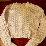 Aerie Women’s AerieWhite Cable Knit Cropped Sweater SzSmall Photo 0