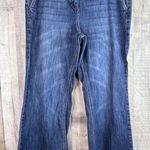 New York & Company Size 16 Capri Length Jeans with Button Back Pockets Blue Photo 0