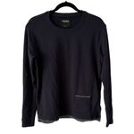 L'Agence  Christy Split Hem Long Sleeve Embroidered‎ Sweatshirt Midnight Photo 1