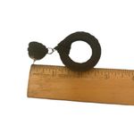 VTG Decorative Black Textured Fabric Knot Circular Dangle Earrings Photo 9