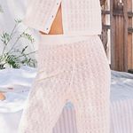 Princess Polly Elizondo Cream Sheer Knit Wide Leg Pants L/XL Photo 1
