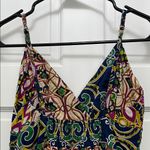 Aryeh 100% Cotton Vibrant Patterned Boho Beaded Babydoll Tank Top - Size Small Photo 0