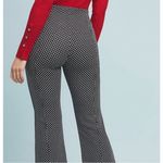 Anthropologie  Essential Cropped Flare Pants Black White Diamond Polka Dot Small Photo 1
