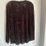 Vera Wang Simply Vera Velvet Burnout Top Womens‎ Sz Large Whimsigoth Dark Gothic Red Black Photo 1