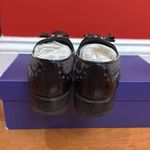 Stuart Weitzman  "Chap" Black Patent Leather and Grey Flannel Tassel Loafers 6.5 Photo 2