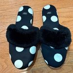 Victoria's Secret  Polka-dot Furry Slippers Size Medium Black White House Shoes Photo 0
