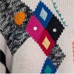 Vintage 80s Adrian Spencer Beaded Appliqué Sweater. 3D Novelty Colorful Kitsch L White Size L Photo 2