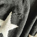 Star print fuzzy open midi cardigan Black Photo 1