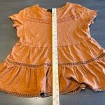 Derek Heart  Womens Medium Orange Crochet Trimmed Tiered‎ Short Sleeve Top Photo 7