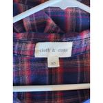 Cloth & Stone  Blue Plaid Flannel Casual Button Up Camp Shirt Womens XS Photo 6