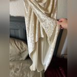 Luxxel Ivory velvet faux wrap with slit, high low dress small v neck
Small Photo 3