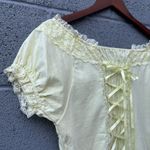 Rare Vintage Yellow Lace Off The Shoulder Coquette Baby Doll Bow Body Line Top Size L Photo 10