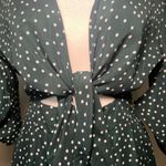Hello Molly Stuck in Your Ways Midi Dress Size XS/2 Green Polka Dot Tie Front Photo 7
