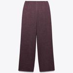 ZARA  NWT burgundy soft elastic waistband straight leg knit casual pants Photo 1