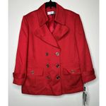 Tahari New  Blazer 14 Red All Season Textured Jacket Gold Button NWT Photo 1