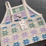 Hippie Rose  sweater knit super soft grannie square floral pattern Large NEW boho Photo 3