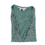 ZARA Women’s Green V-Neck Embellished Cotton Long Sleeves Blouse SZ M #1163 Photo 3