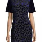 T Tahari | Blue and Black Velvet Floral Shimmery Dress Size Small Photo 0