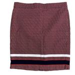 Tommy Hilfiger Mini Pencil Skirt 6 Red Chevron Stripe Stretch Zip Kick Pleat Photo 0