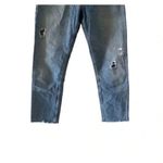 ZARA Women’s Blue Denim Distressed Raw Hem Y2K Straight Ankle Jeans SZ 6 #1132 Photo 3