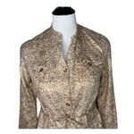 Charter Club  Leopard Print Jacket Size S P Metallic‎ Gold 100% Linen Top NEW Photo 4