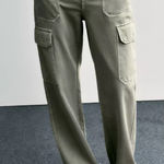 ZARA Cargo Pants Military Olive Green Straight Leg Size 4 Photo 0